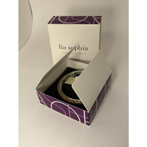 NWT Lia Sophia Enameled Bracelet Honey Lust Burnt Orange Silver Tone Stretch